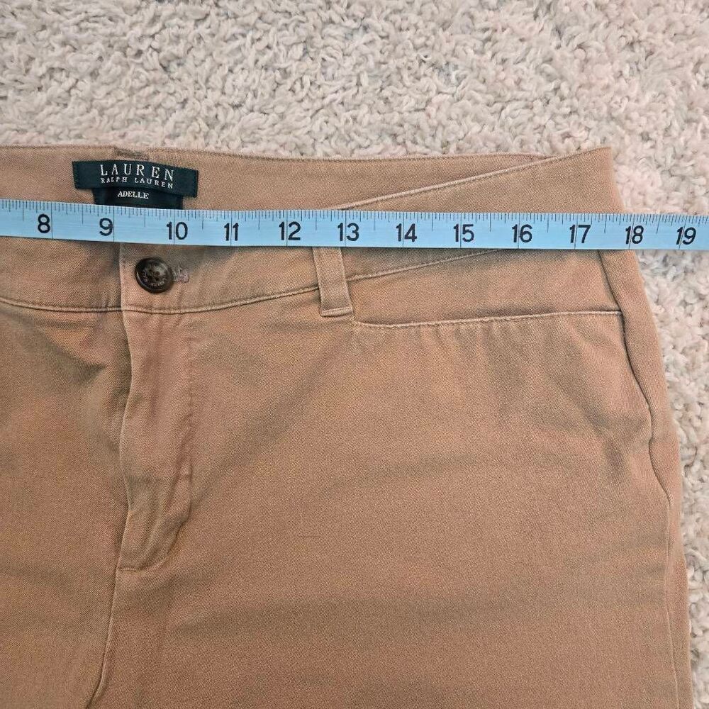 Lauren Ralph Lauren Adelle Tan Khaki Flat Front Chinos Pants 14 - Picture 5 of 8